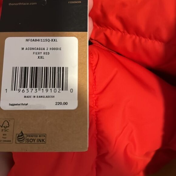 The North Face Puffer Jacket Mens XXL Red Down Zip Pockets - Picture 5 of 5